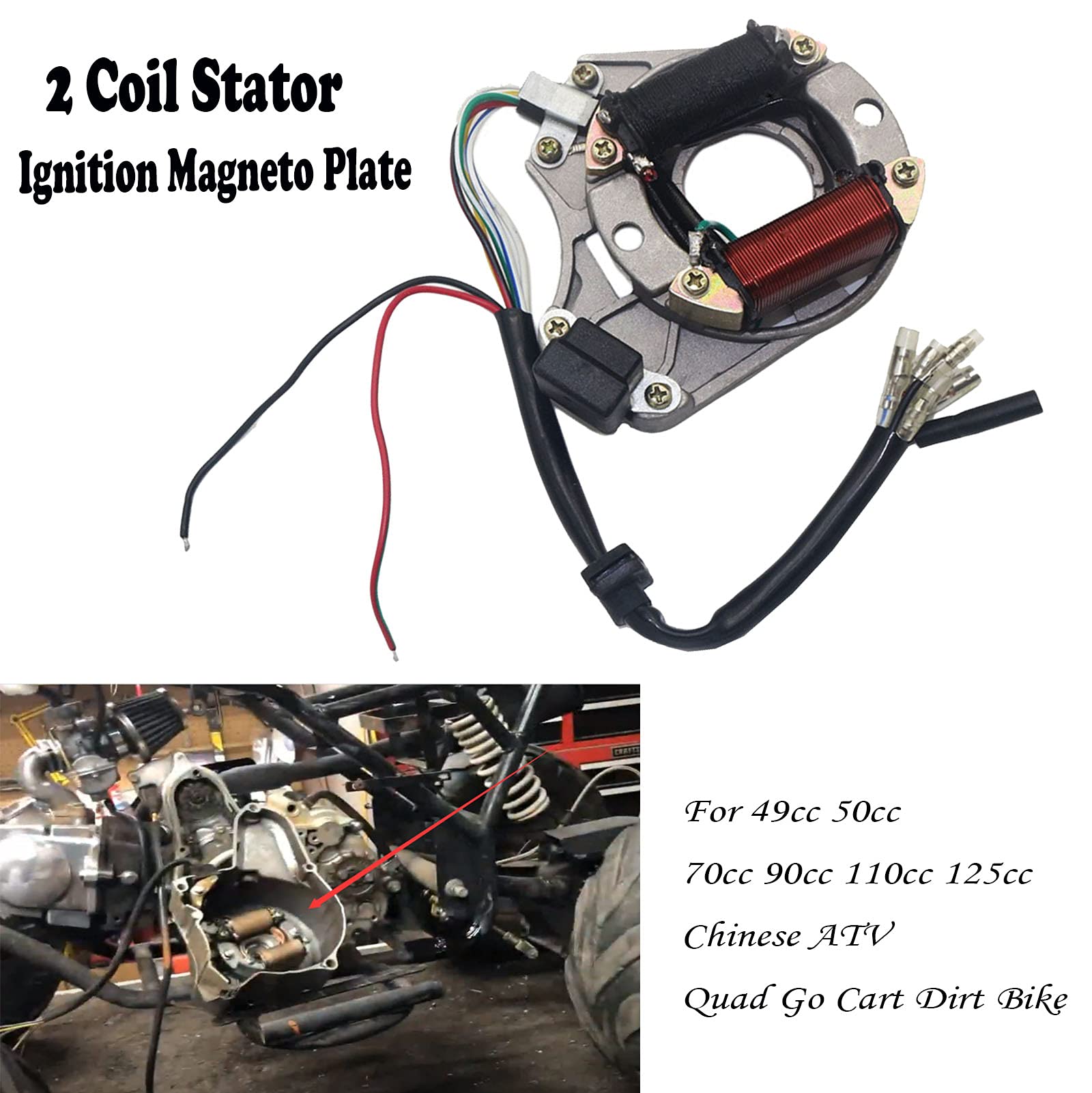 Complete Wiring Harness Kit Atv Wire Harness For Taotao Chinese 4 Wheeler 50Cc 70Cc 110Cc 125Cc Pit Quad Dirt Bike Parts With Electrics Stator Coil Cdi Solenoid Relay By Bootop Pin